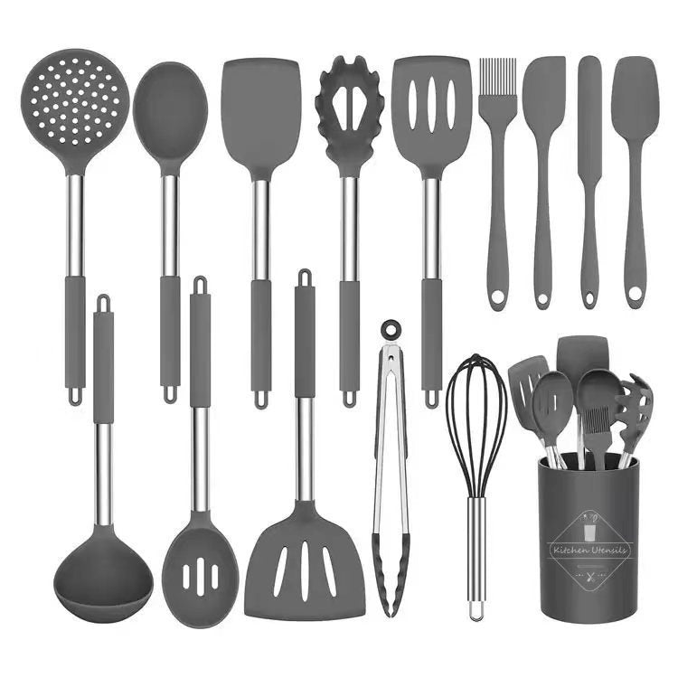 Cross-border silicone spatula soup spoon 25-piece set milk white non-stick pan silicone kitchen utensils set wholesale household high temperature resistance