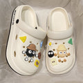 Thick solediycute cartoon clogs women's summeroutwearplatform shoes toe-cap half slippers student easiest for match beach shoes
