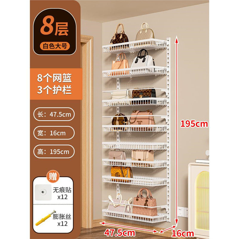 No-drill door back organizer, narrow gap wall-mounted multi-tier shelf, bathroom wall storage rack, toilet cabinet side organizer