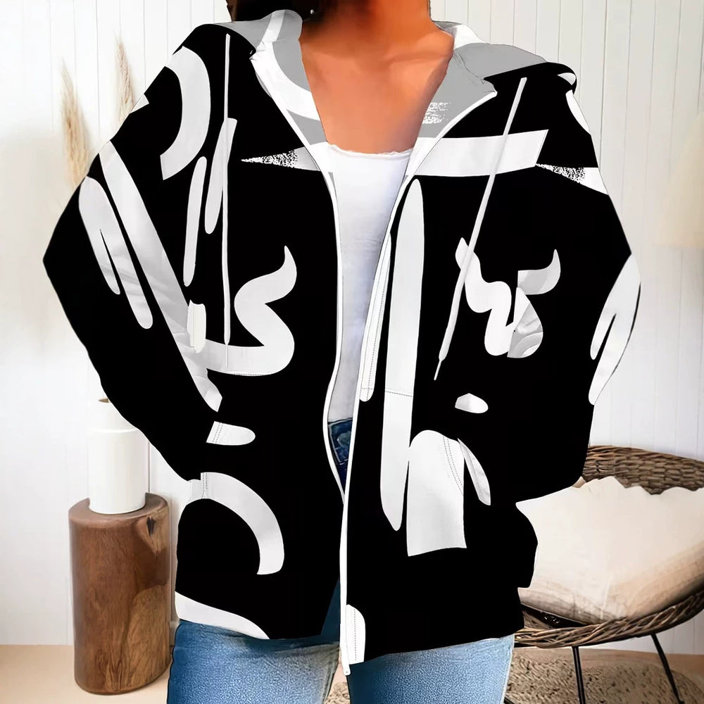 hot-selling plus-size women's zip-up hoodie, new casual long-sleeve hooded sweatshirt jacket, dropshipping available