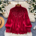 French chic pink bow ruffle hem blouse - women's long sleeve, age-defying, stylish, and high-end top - autumn  collection