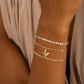 Bracelet does not fade women's summer single row full zirconium bracelet women's niche styleclassy pull-out bracelet casualeasiest for match bracelet