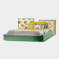 Foshan-made italian minimalist bed, designer mahjong bed, villa large master bedroom fabric wholesale double bed