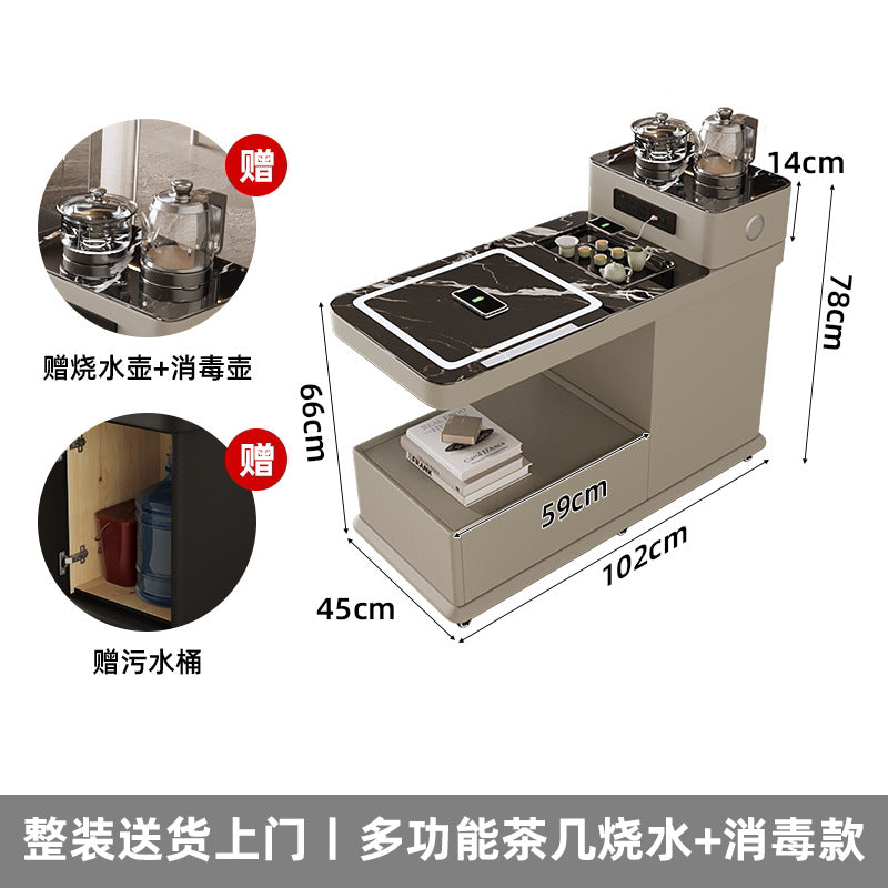 Movable sofa side table, smart water boiling and tea making, with wireless charging, bluetooth audio, all solid wood side table, enlarged water bucket