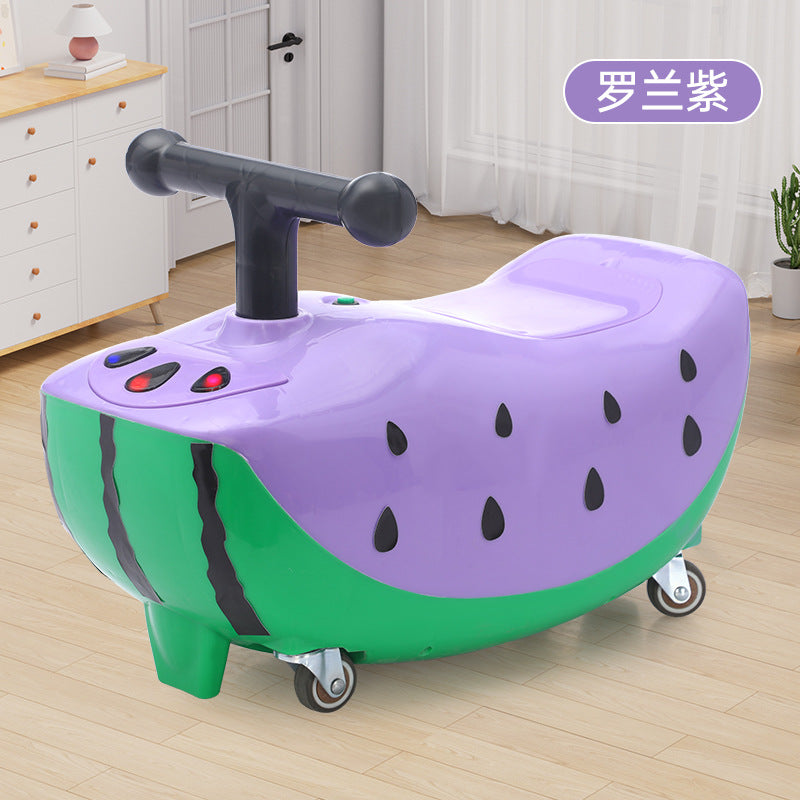 New watermelon children's scooter universal wheel music light peanut car anti-rollover toddler yo twist car