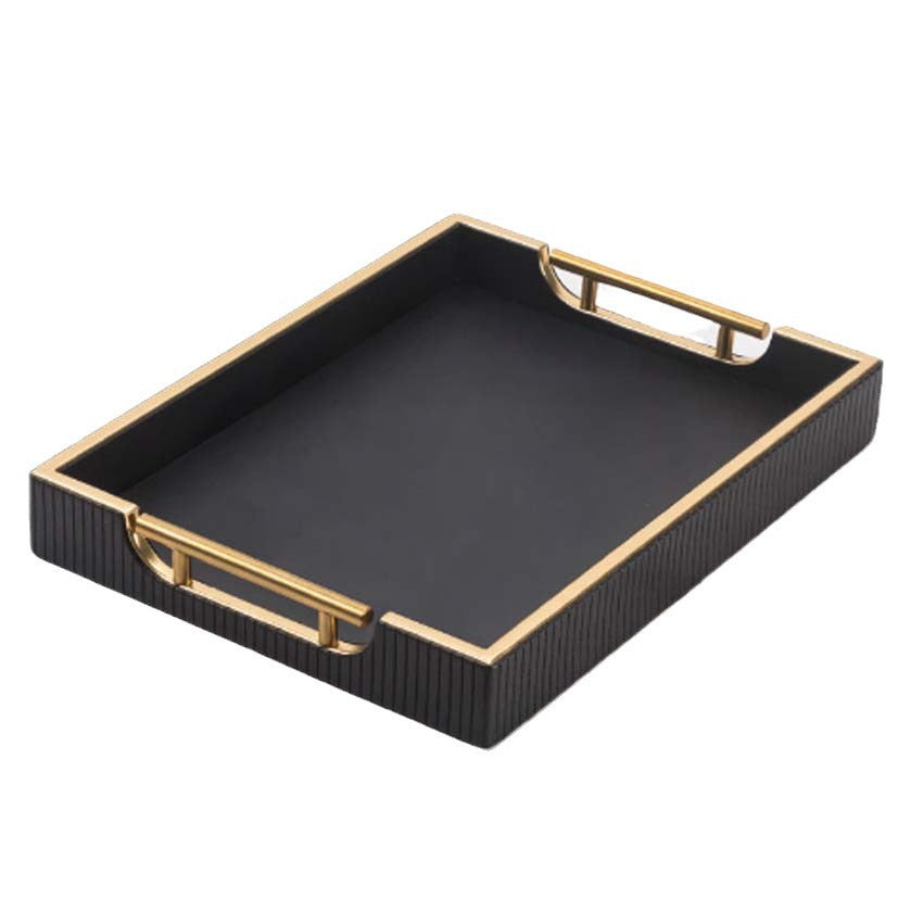 Household coffee table storage tray, room bedside table leather storage box, entrance sundries finishing decorative hardware tray
