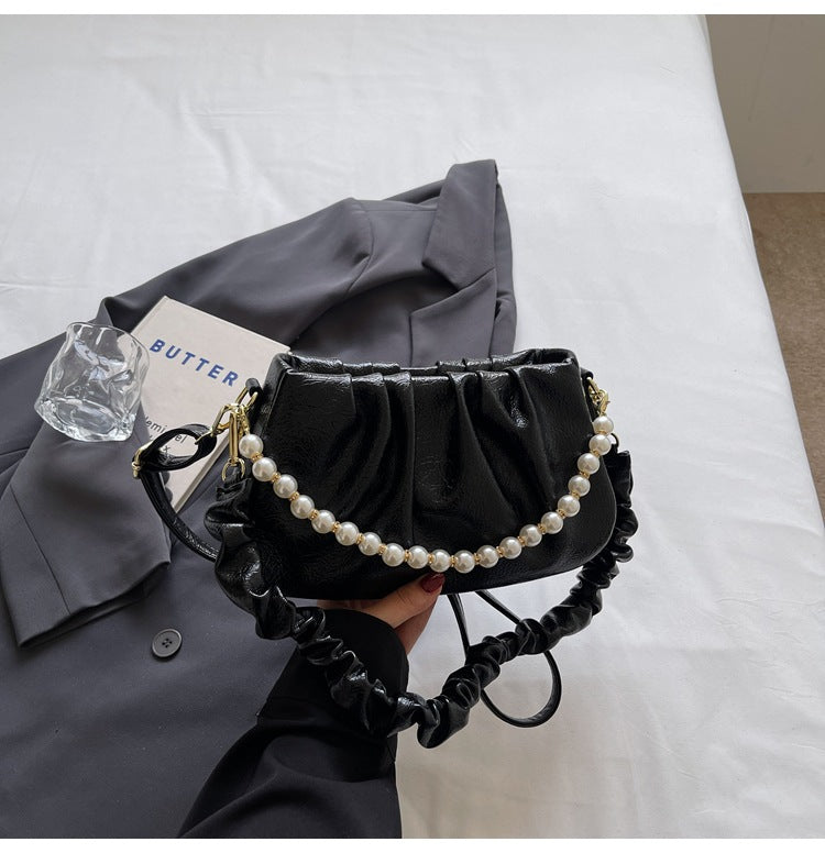 Cross-border large-capacity bag women's summer 2025 new casual messenger bag Korean version single shoulder underarm pleated cloud bag