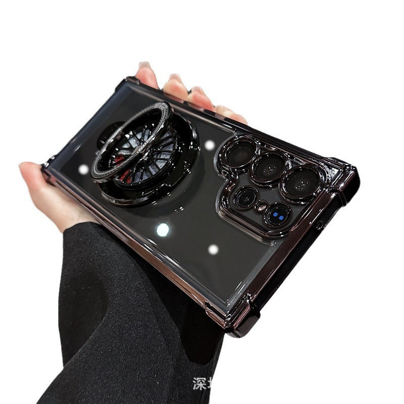 Suitable for samsung s26u/s25 decompression mobile phone case electroplated four corners anti-fall a37 fidget spinner magnetic holder case