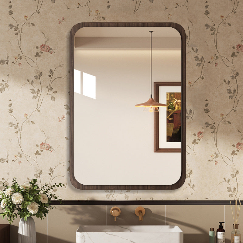 Retro bathroom mirror wall self-adhesive toilet washstand medieval makeup mirror non-punching half-body mirror wall-mounted