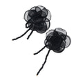 new arrivalniche styleaccessible luxuryclassy sense fabric rose flower earrings women's retro exaggerated black tassel earrings