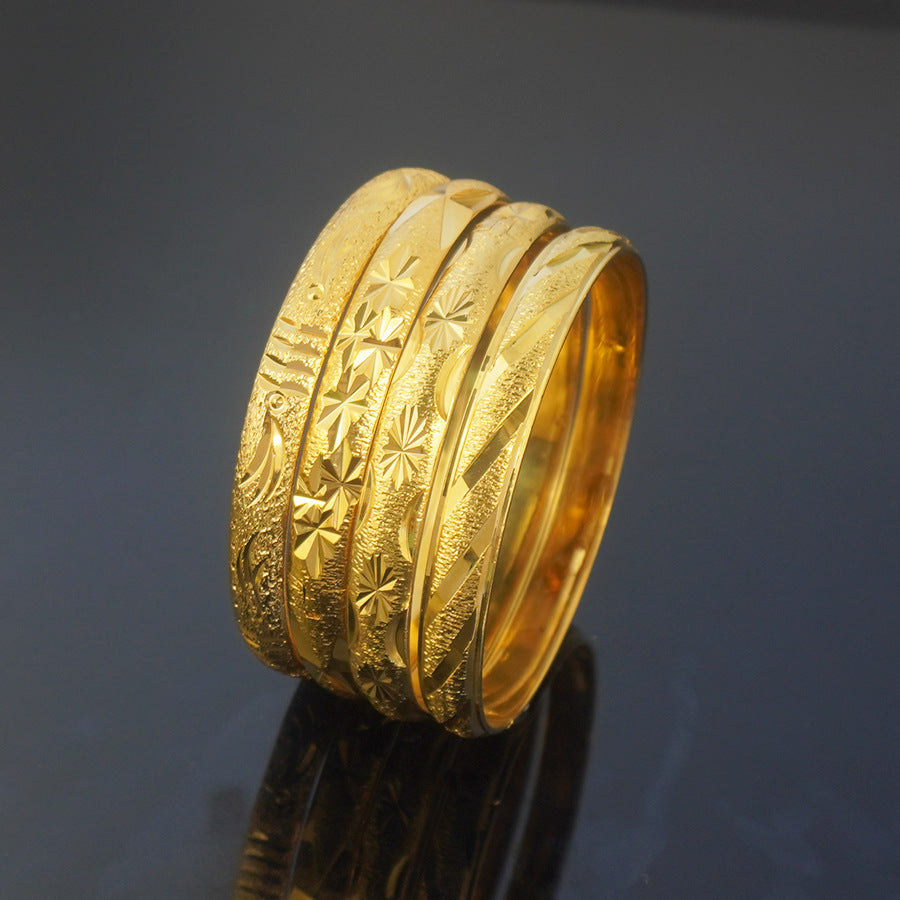 4-piece 8mm gold-tone african & middle eastern bangle set - dubai ethiopian women's jewelry with vacuum plating and color retention