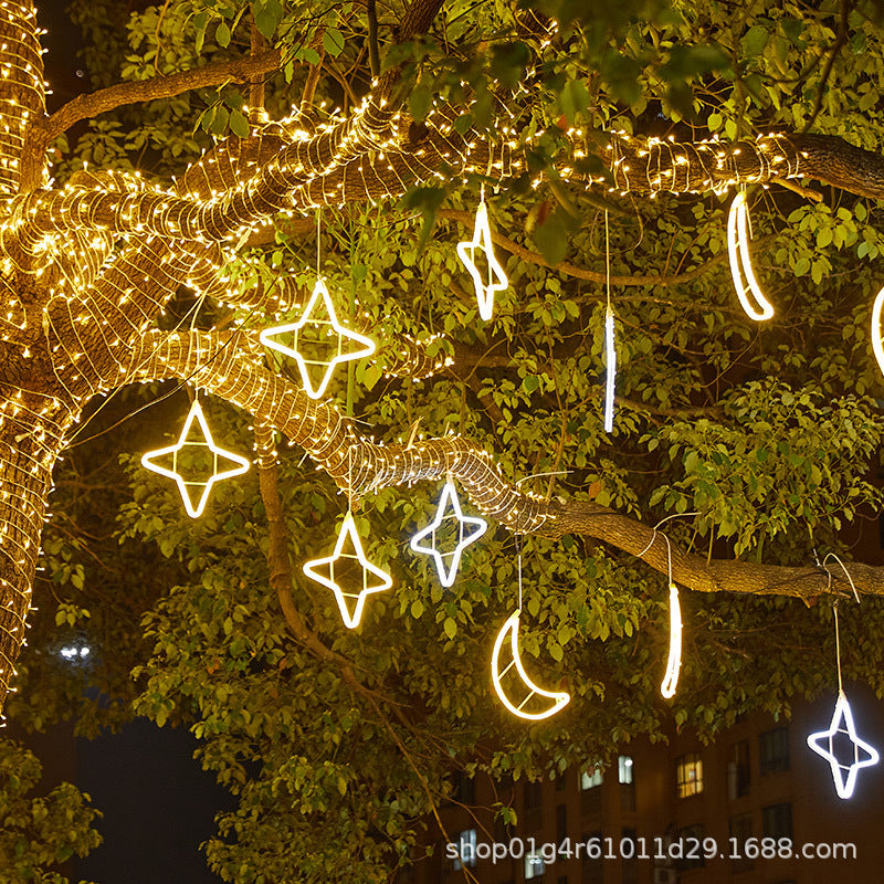 Star Hug Moon Pendant Flexible Light Belt Outdoor Waterproof Engineering Lighting Light Hanging Tree Christmas Day Snowflake Neon Belt