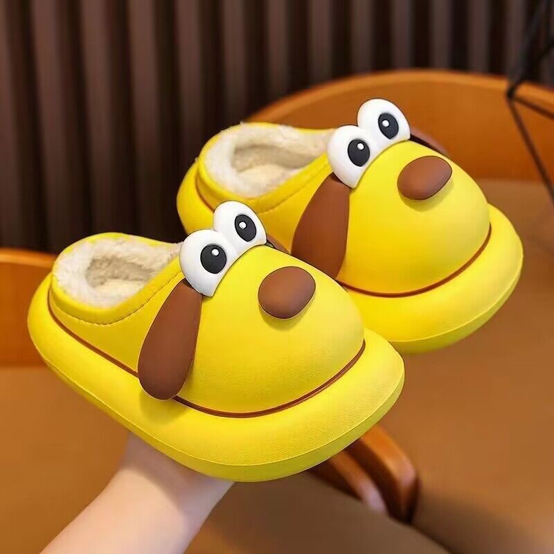 Kids cotton slippers fleece-linedoutwear fur shoes heattech baotou new arrival cartoon waterproofwinter indoor bag