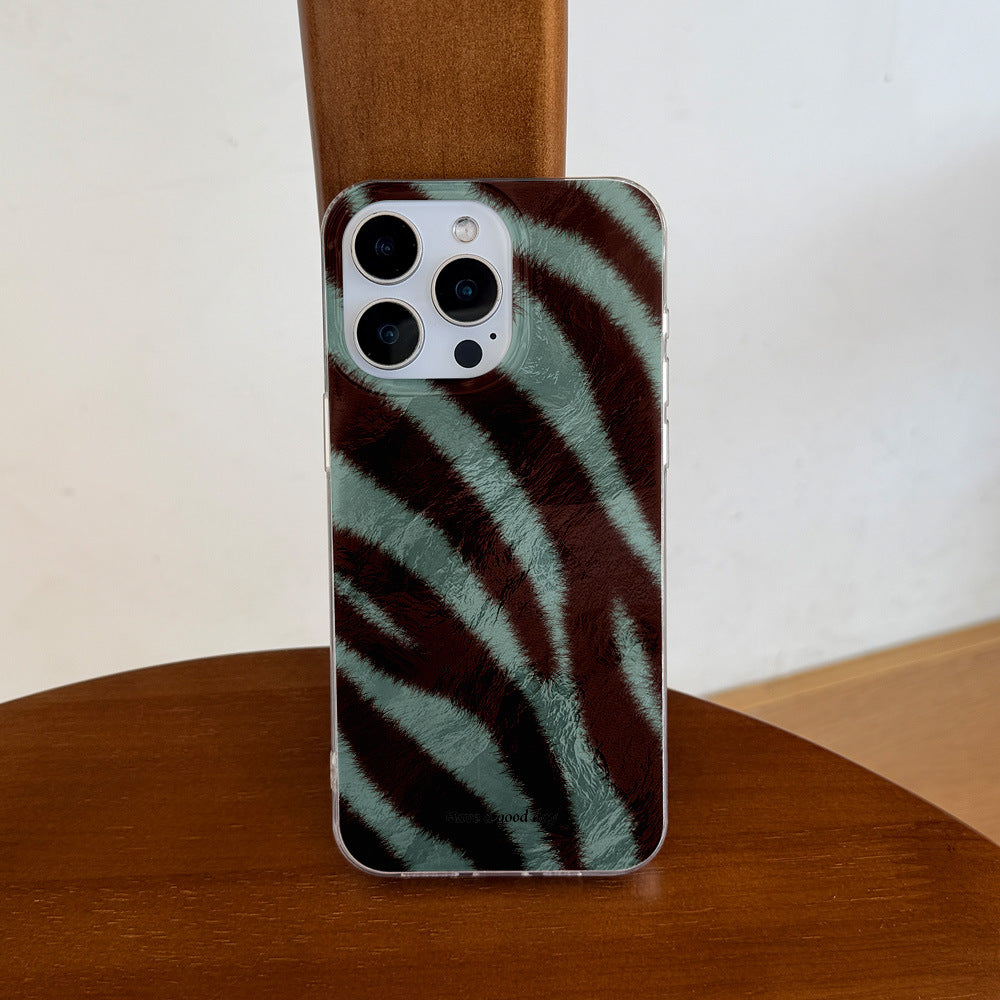 Personalized mint green plush pattern mobile phone case suitable for apple 17promax/16 anti-fall transparent protective case wholesale