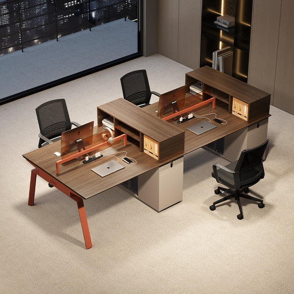 Staff Desk Staff Seat Simple Modern 4 Four Six Double Financial Card Seat Office Furniture Table and Chair Combination