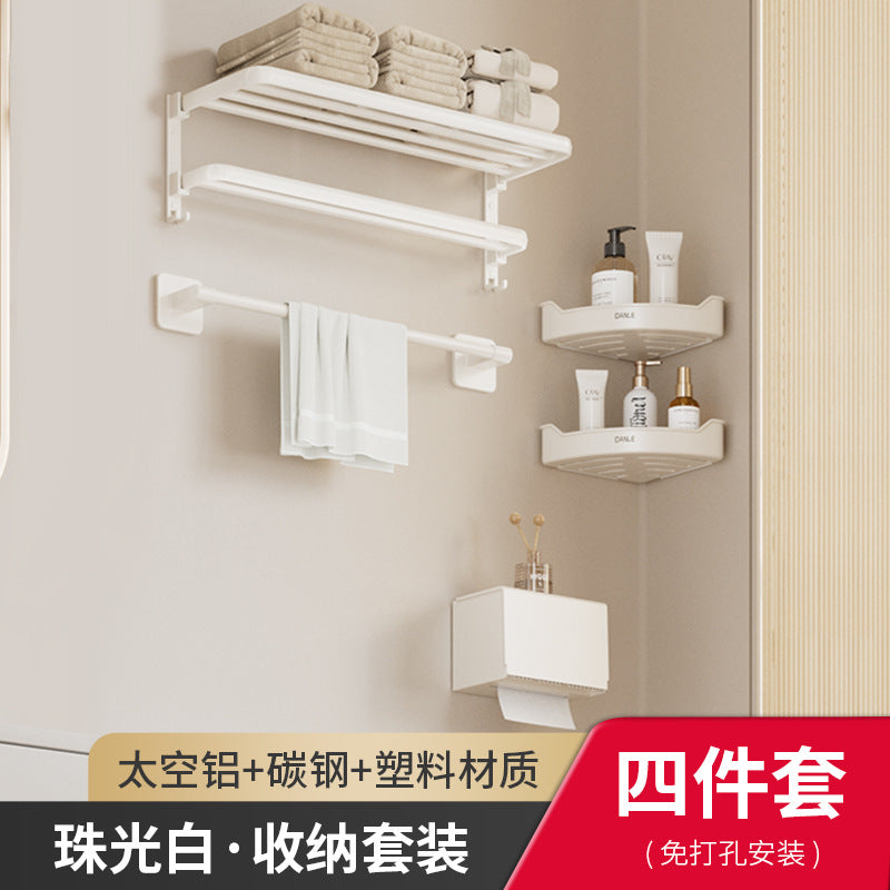White bathroom triangular rack, no punching on the toilet wall, toilet corner basket storage, bathroom pendant set