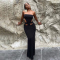 European and american style foreign trade hot-selling designer dress -  new women's bandeau cutout slit dress