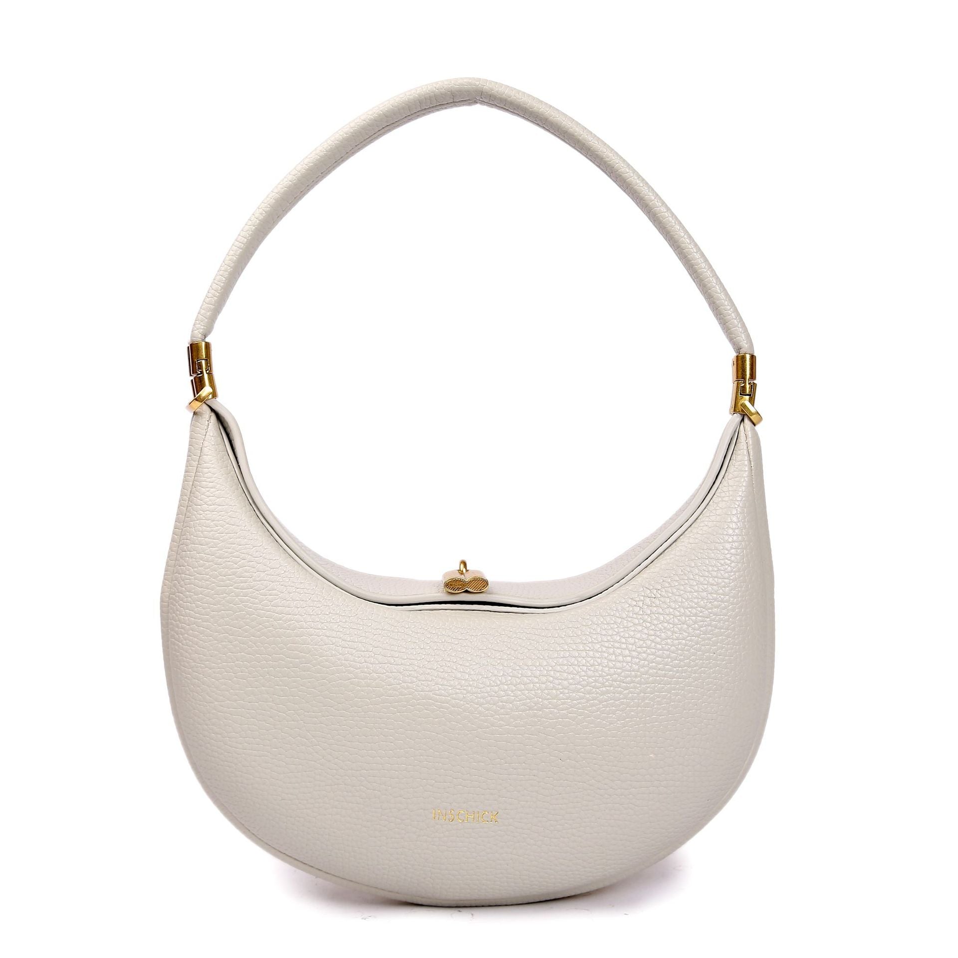 INSCHICK crescent bag women's messenger bag handbag metal buckle accessories shoulder bag fashion versatile commuter bag
