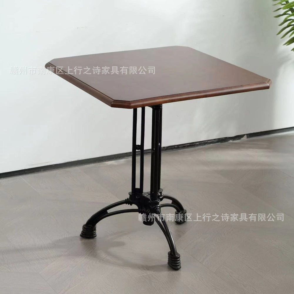 American retro solid wood table cafe table and chairs dessert shop milk tea shop scandinavian medieval iron square table restaurant round table