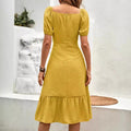 european and american spring new arrivals: solid color short sleeve maxi swing dress for  and