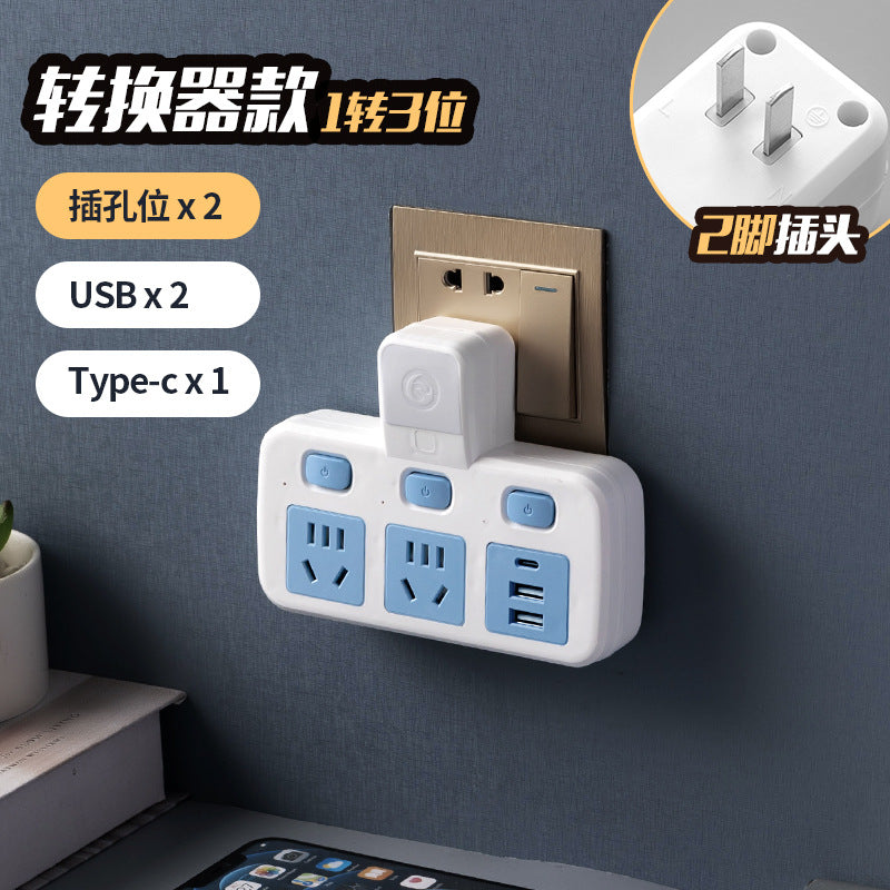 Two-pin socket, two-hole power strip, american standard plug converter, two-pin power strip, plug-in board with cable, 2-pin head panel, multi-hole