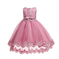 European and american style children's formal dress - tulle train princess gown - girls' piano recital dress - mid-to-large size children's dress