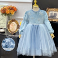 spring new girls' princess dress birthday dress fleece-lined formal gown puffy mesh heavily embellished frozen-inspired dress