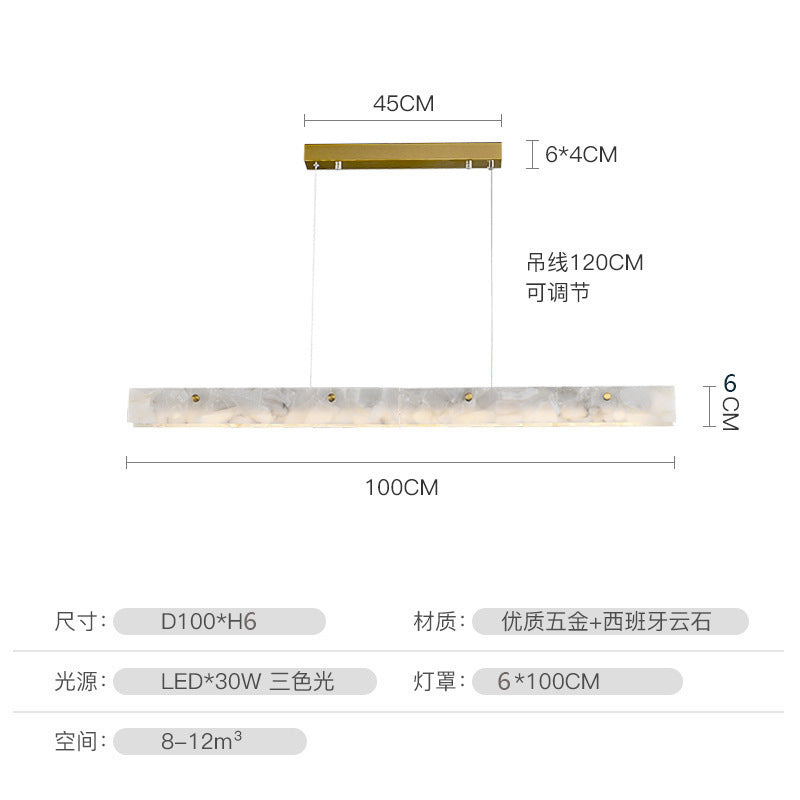 Nordic light luxury designer modern minimalist linear island table office study lamp minimalist restaurant marble chandelier
