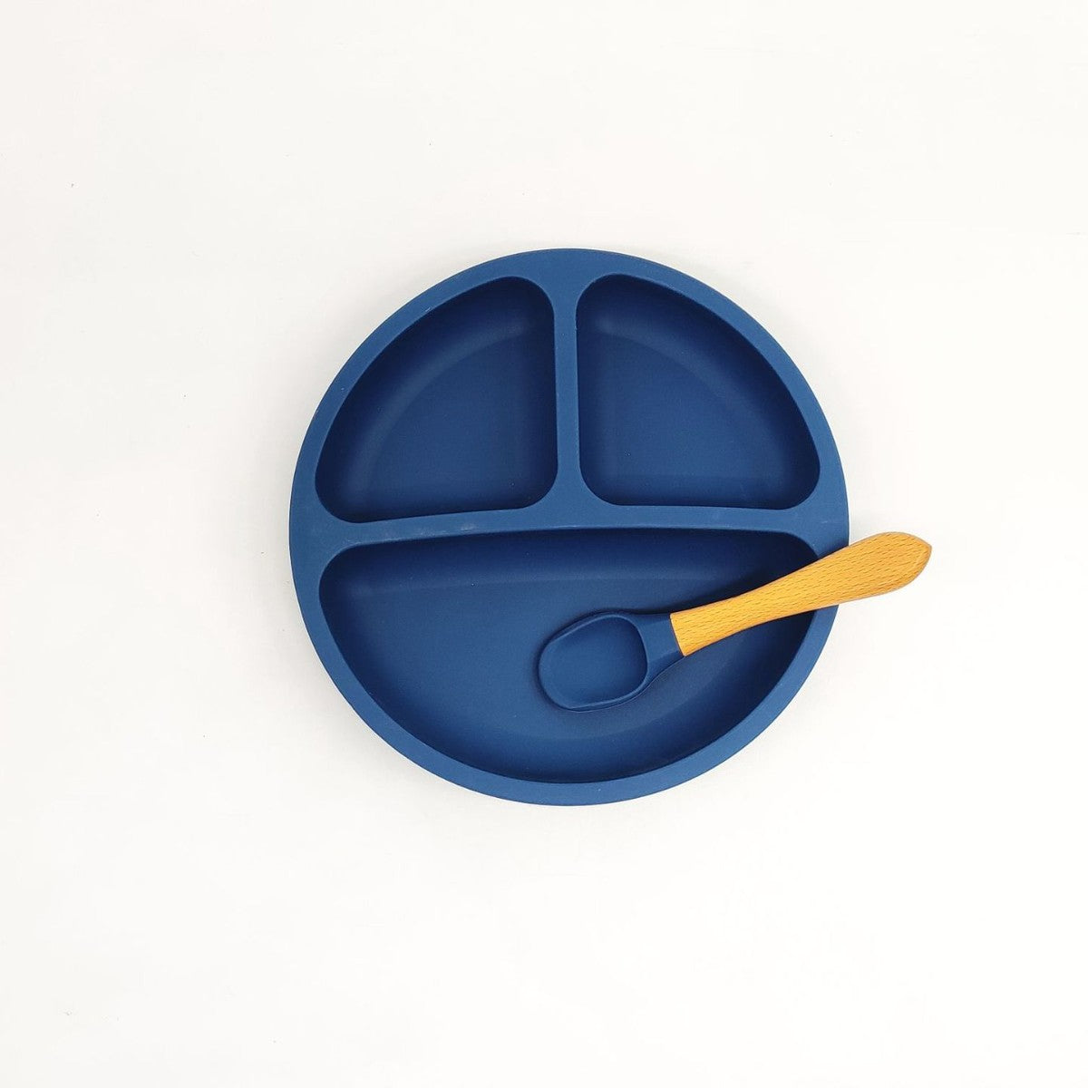 Factory wholesale food grade silicone complementary food bowl fork spoon saliva pocket 4-piece set grid plate children's tableware set
