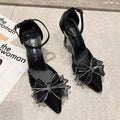 2025 summer new bow buckle high heels women's european and american celebrity stiletto pumps outer wear shallow mouth fashion women's shoes