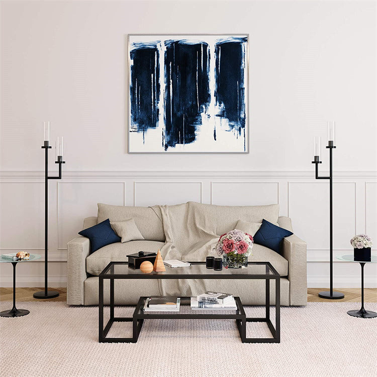 Tempered glass coffee table - modern minimalist design, easy assembly, open storage, creative transparent living room table