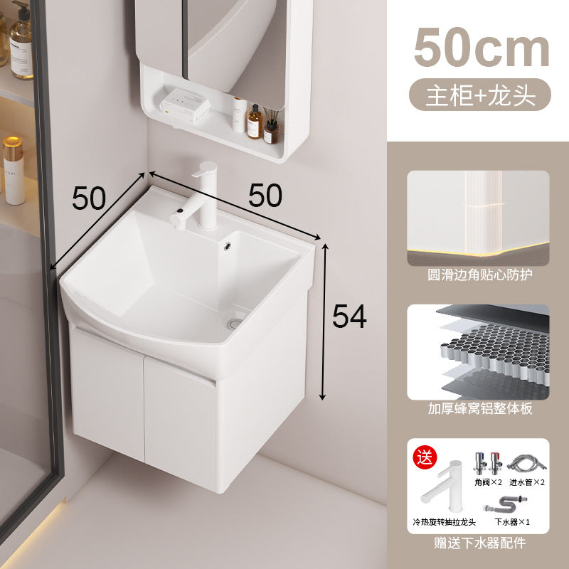 Small apartment circular arc bathroom cabinet deepened wash basin space honeycomb aluminum washbasin cabinet combined toilet washbasin