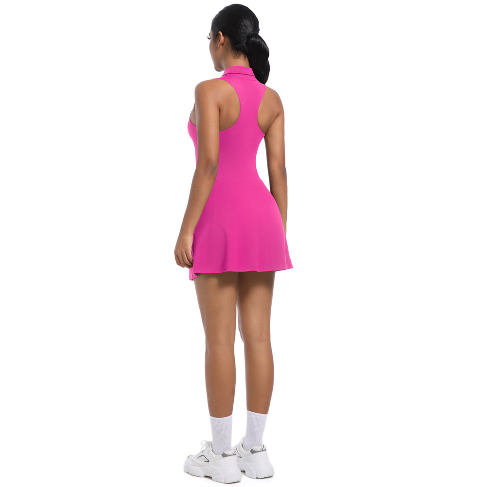 New women's cross-border slim-fit high-waisted turn-down collar activewear dress set for running, golf, tennis, and yoga