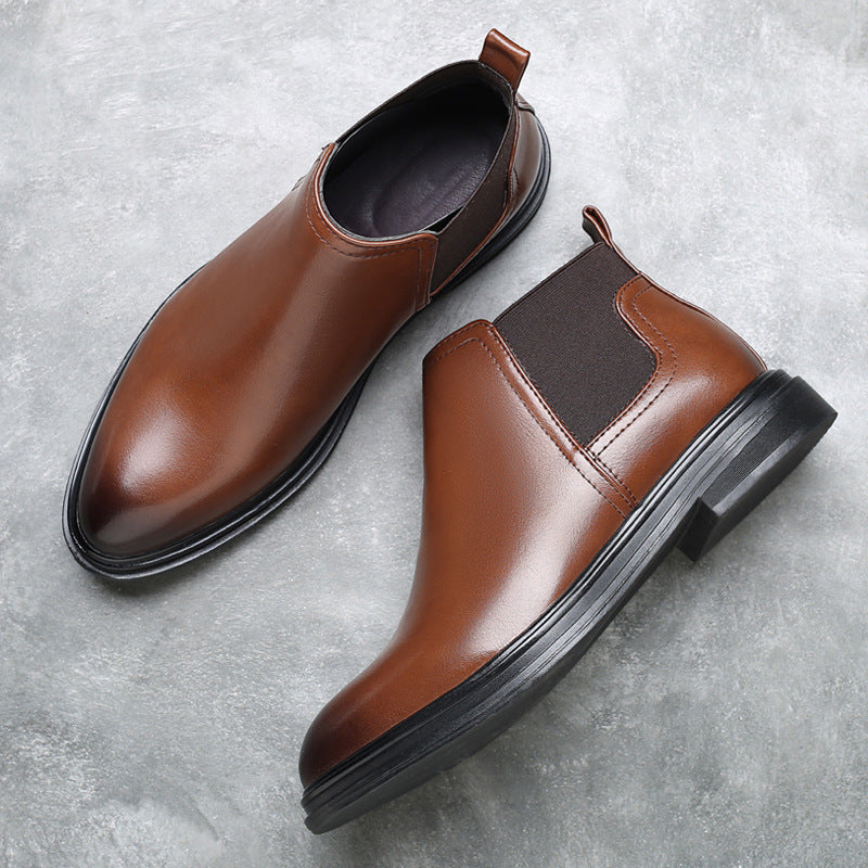 premium plus size pointed-toe chelsea boots - business casual men's boots - british style slip-on leather boots - dropshipping available