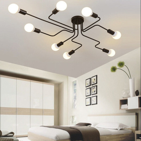 Nordic American simple modern living room wrought iron industrial wind ceiling light study bedroom dining room clothing store led light