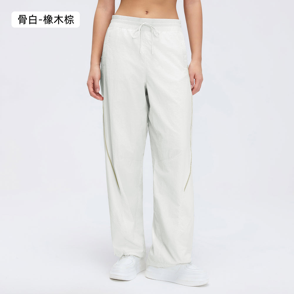 Spring/summer loose fit breathable athletic pants - mid-rise drawstring straight leg joggers - convertible style - lightweight casual pants d26019