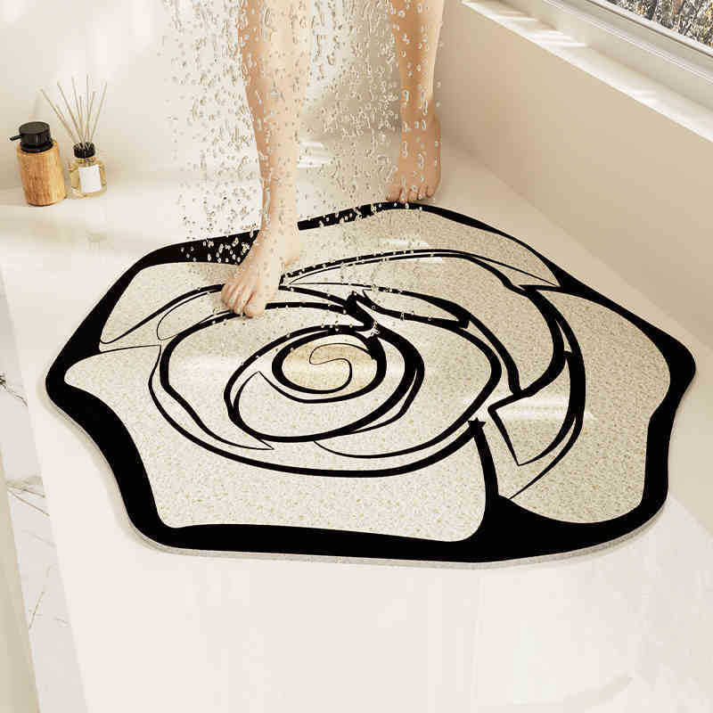 Special-shaped flower bathroom non-slip floor mat cut out wire loop shower room anti-fall foot mat bathroom bathtub drain foot mat