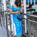 European and american style women's skirt suit -  foreign trade women's fashion casual printed top and high-waisted slit skirt two-piece set