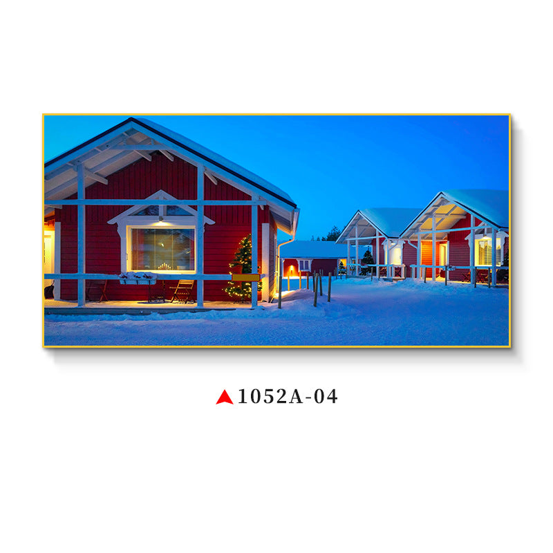 Northeast snow landscape decorative painting rural folk landscape wall painting iron pot stew restaurant farmyard light box hotel hanging painting