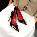 High heels bed cannon shoes women's stiletto heels 2025 spring and autumn new arrival black red bottom 10cm plus size pointed toe flats
