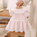 Summer lightweight lace flutter sleeve romper dress - baby girl princess outfit for newborns, first birthday, and 100-day celebration