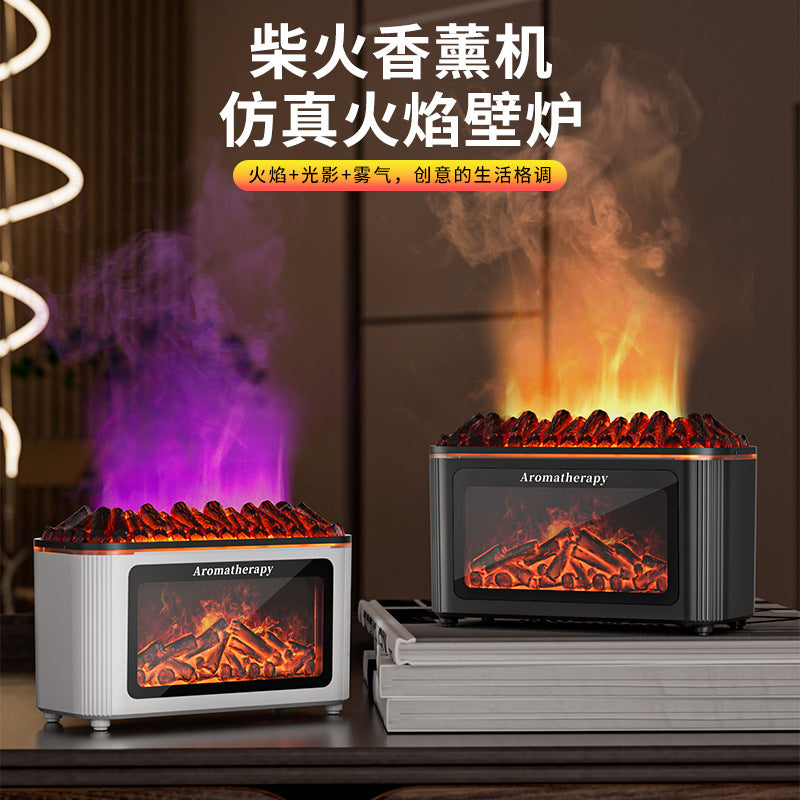 popular artificial fireplace wood aromatherapy machine for home desktop colorful atmosphere lamp aromatherapy humidifier wholesale