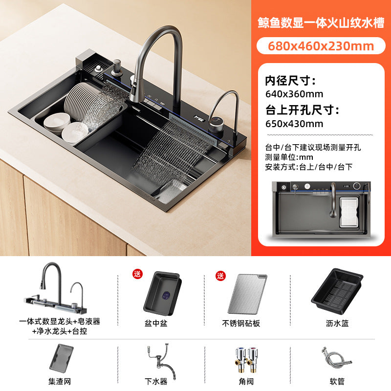 For home thickened 5.0 kitchen large single slot sink vegetable basin 304 stainless steel kitchen dishwashing sink whale