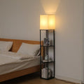 Amazon bestseller fabric lampshade floor lamp with storage shelf - bookshelf & display floor lamp - ambient floor lamp - table lamp