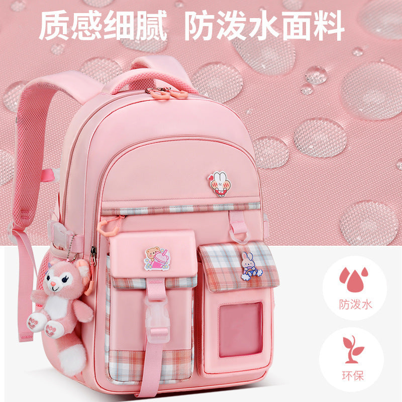 Manufacturer's new schoolbag for primary school students, female cute, lightweight, ridge protection, large-capacity high-quality children's backpack 1-6