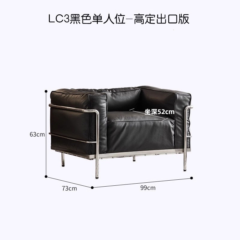 Le corbusier italian lc3 genuine leather sofa casual medieval straight row sofa black oil wax leather sofa