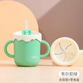 Wellney green silicone straw cup + straw + lid