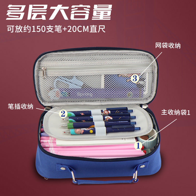 Customized pencil case British style large capacity pencil case Boy college style stationery bag Portable Oxford cloth stationery box wholesale
