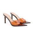 Wo huizhou european and american women's shoes transparent one-line high heels stiletto pointed toe not tired feet easiest for match summer slippers outwear