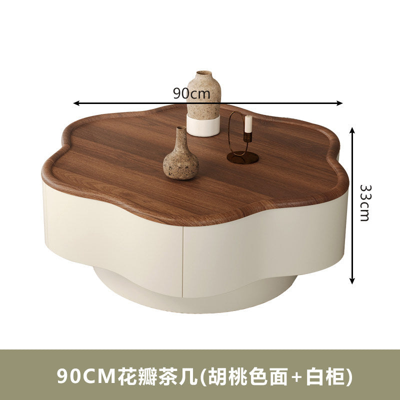 New arrival medieval style petal coffee table walnut cream style living room storage small apartment creative special-shaped combination
